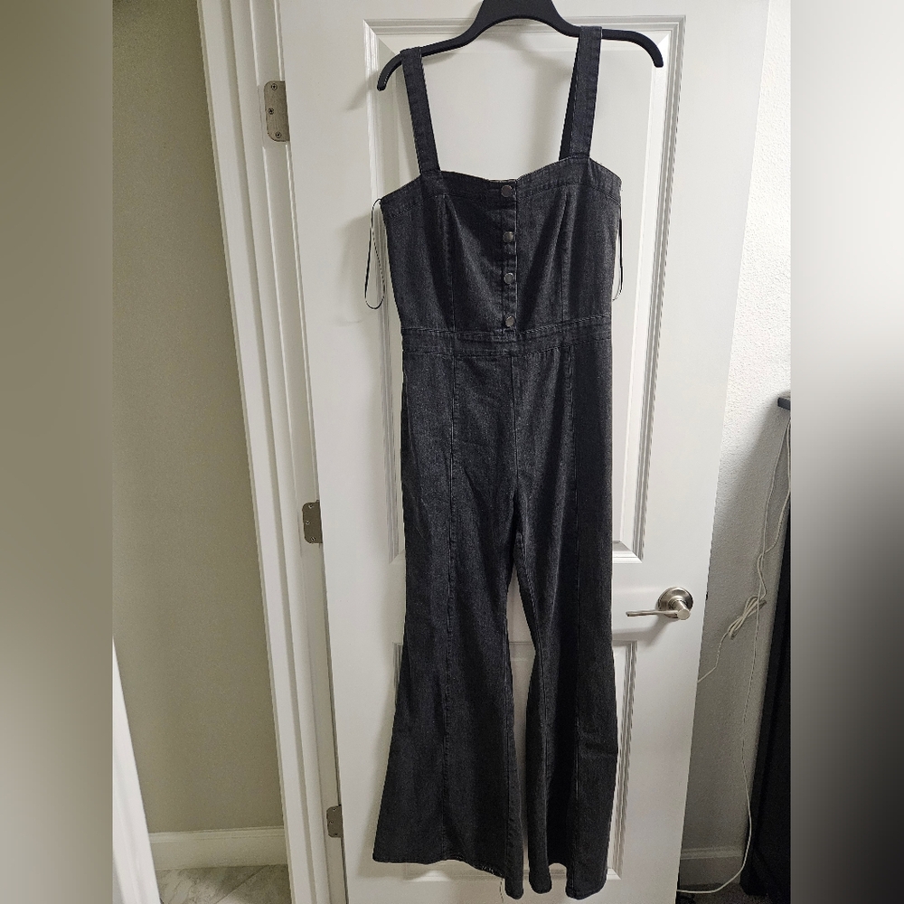 Charcoal Denim Bell Jumpsuit